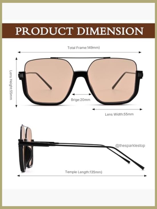 Retro Oversized Aviator Sunglasses Square Double Bridge UV Protection main image 7
